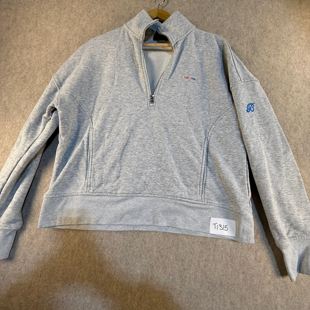 G/FORE I Hate Golf Quarter Zip Pullover Sweatshirt Gray Size M